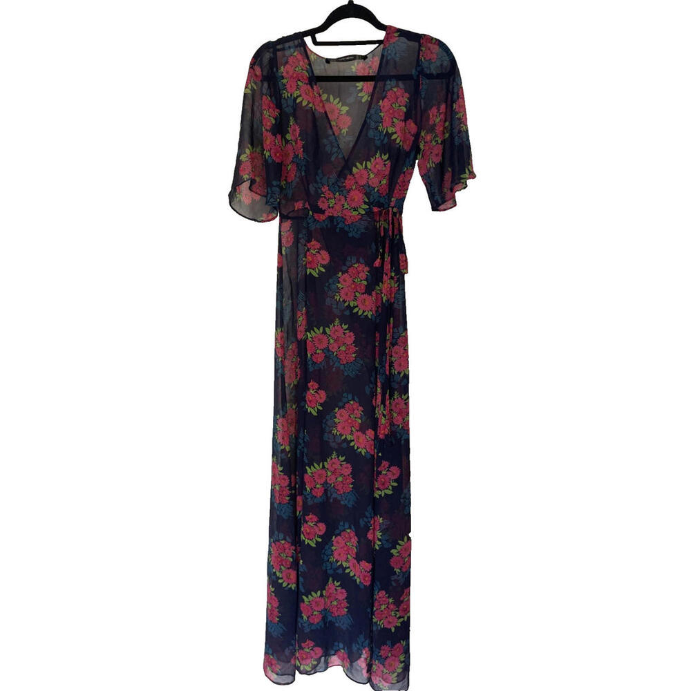 Zara wrap long Dress floral print size S New
